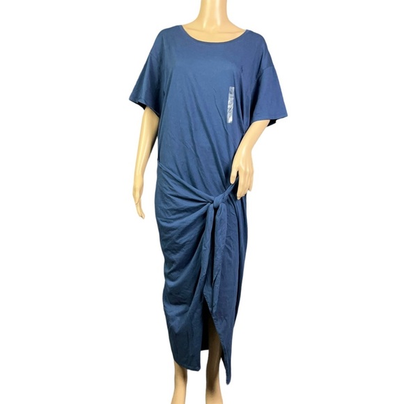 Polo Ralph Lauren Womens Wrap T-Shirt Dress Navy Blue Tie Up Cotton Size XL - Picture 4 of 11